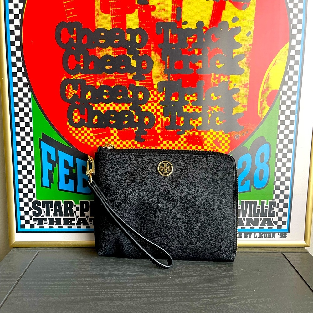 Navy Blue Leather Tori Burch Clutch